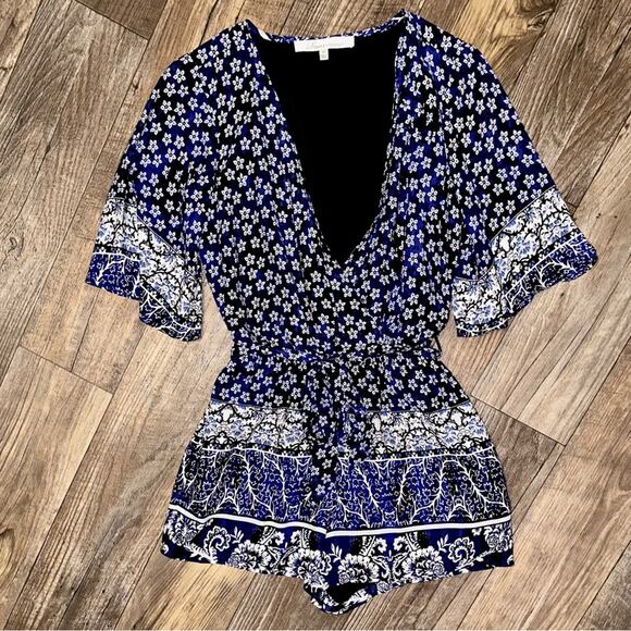 Lovers + Friends Isabelle Romper in Royal Scarf Blue Size XS - Picture 2 of 16